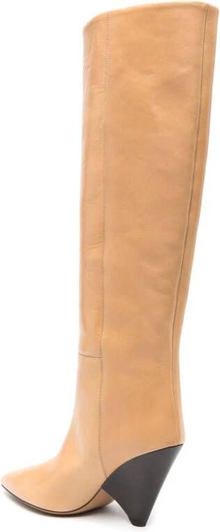 ISABEL MARANT 90mm knee-high leather boots Neutrals
