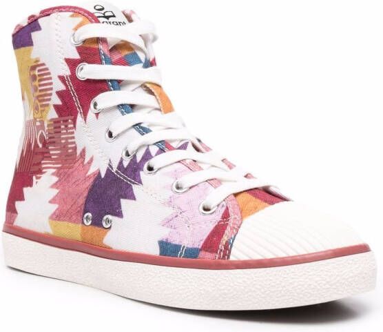 ISABEL MARANT abstract-print high-top sneakers Pink