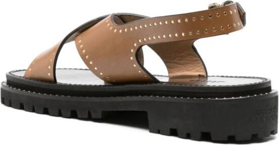 ISABEL MARANT Baem stud-detailed leather sandals Brown