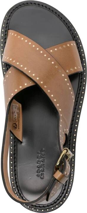 ISABEL MARANT Baem stud-detailed leather sandals Brown