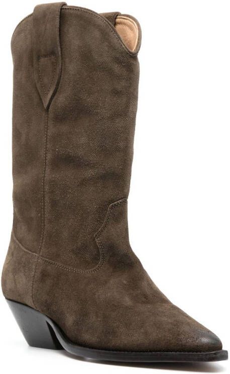ISABEL MARANT panelled suede cowboy boots Green