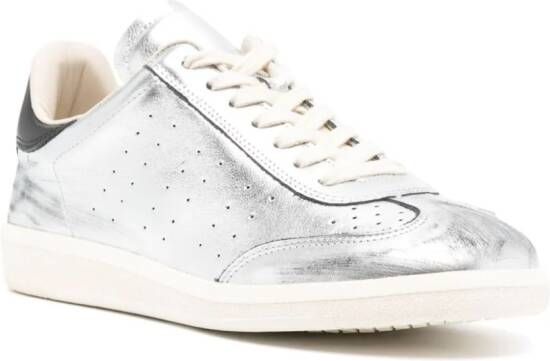 ISABEL MARANT Bryce metallic leather sneakers Silver