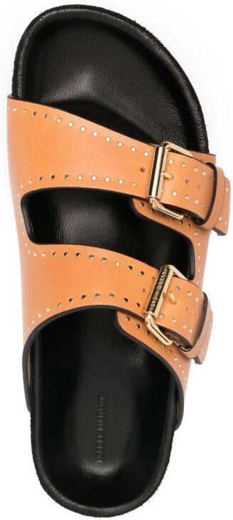 ISABEL MARANT Lennyo studded leather sandals Brown