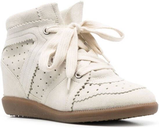 ISABEL MARANT calf suede lace-up sneakers Neutrals