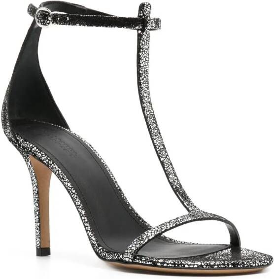 ISABEL MARANT crackled 95mm leather sandals Silver