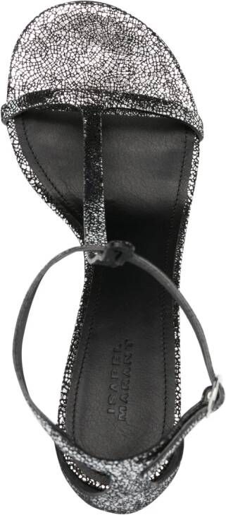 ISABEL MARANT crackled 95mm leather sandals Silver
