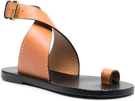 ISABEL MARANT cross-strap studded sandals Neutrals