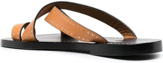 ISABEL MARANT embellished leather thong sandals Brown