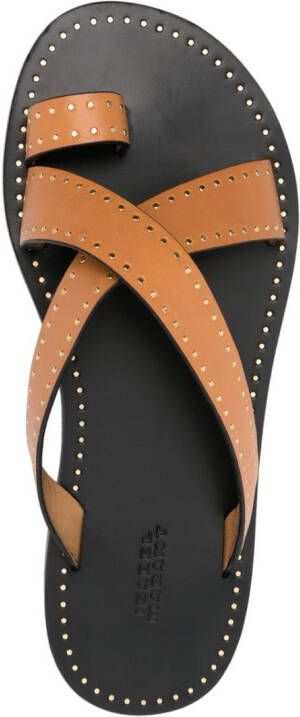 ISABEL MARANT embellished leather thong sandals Brown