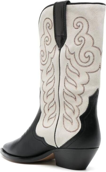 ISABEL MARANT embroidered leather boots Black