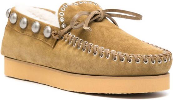 ISABEL MARANT Forley shearling loafers Green