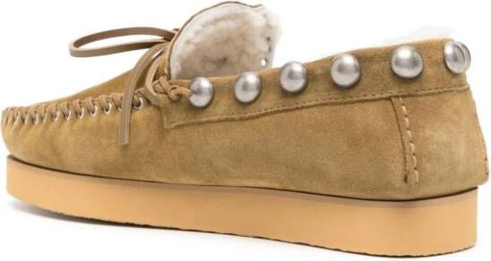 ISABEL MARANT Forley shearling loafers Green