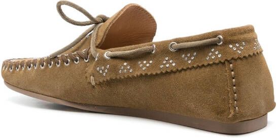 ISABEL MARANT Freen stud suede loafers Neutrals