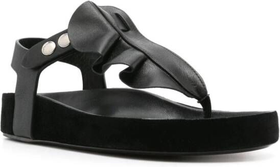 ISABEL MARANT Isela ruffle-trim leather sandals Black
