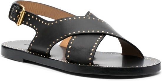 ISABEL MARANT Jane studded crossover-strap leather sandals Black