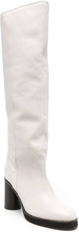 ISABEL MARANT leather knee-high 85mm boots White