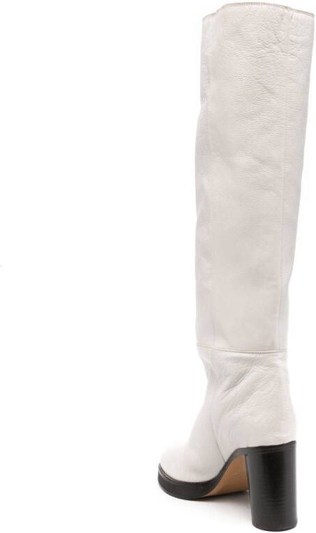 ISABEL MARANT leather knee-high 85mm boots White
