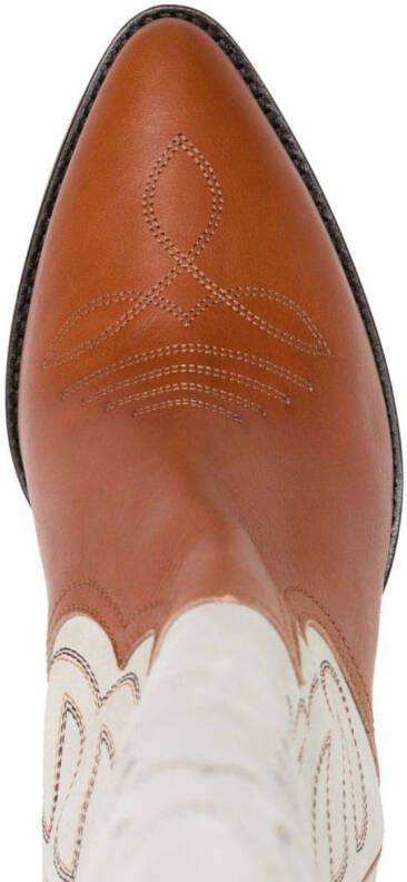 ISABEL MARANT Liela 60mm embroidered leather boots Brown