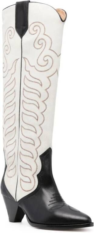 ISABEL MARANT Liela 60mm embroidered leather boots Neutrals
