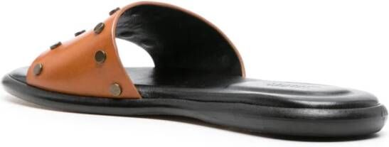 ISABEL MARANT logo-debossed studded slides Brown