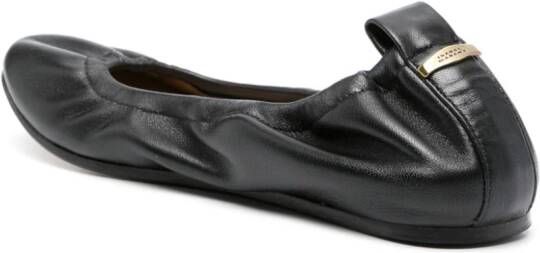 ISABEL MARANT logo-plaque leather ballerina shoes Black