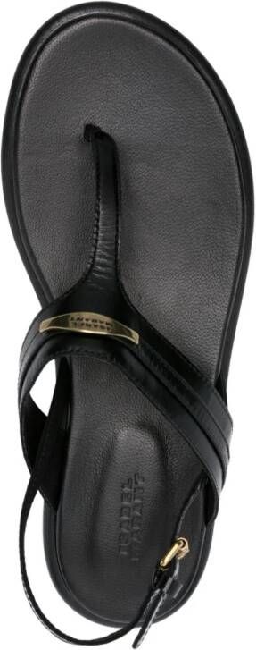 ISABEL MARANT logo-plaque leather slingback sandals Black