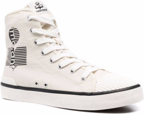 ISABEL MARANT logo-print lace-up sneakers Neutrals