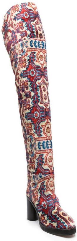 ISABEL MARANT Lurna patterned-jacquard boots Red