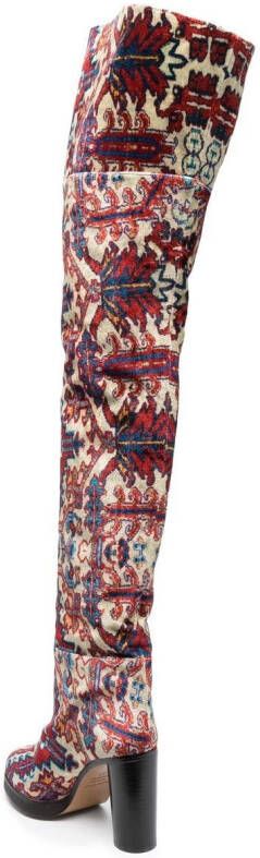 ISABEL MARANT Lurna patterned-jacquard boots Red
