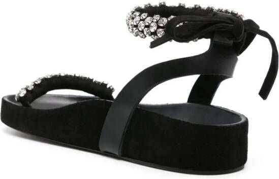 ISABEL MARANT Mellan crystal-embellished suede sandals Black