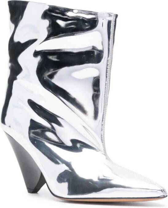 ISABEL MARANT Miyako 90mm leather boots Silver