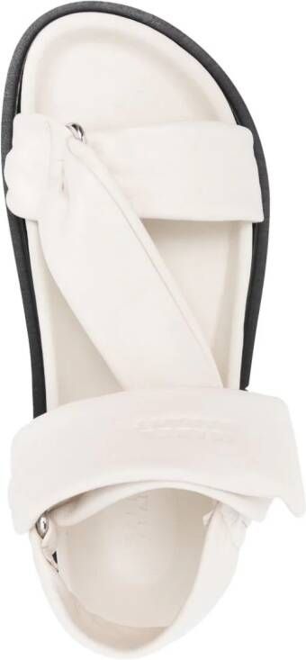 ISABEL MARANT Naori debossed-logo leather sandals White
