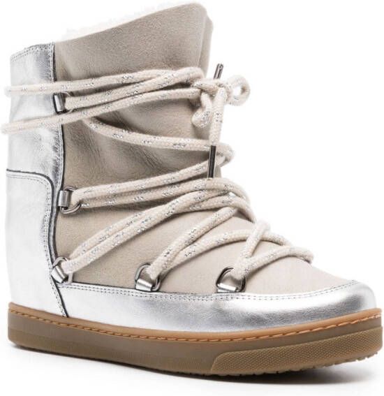 ISABEL MARANT Nowles-gf leather ankle boots Silver