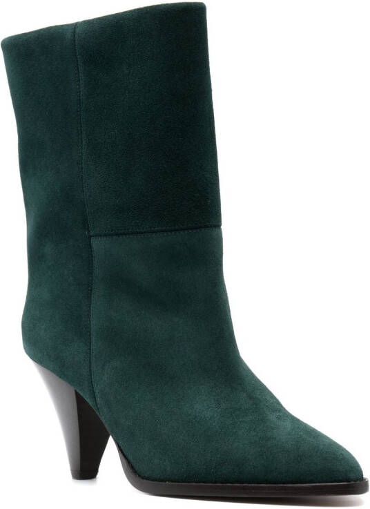 ISABEL MARANT Rouxa 75mm suede ankle boots Green