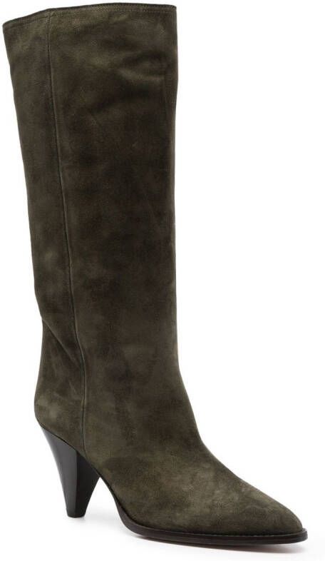ISABEL MARANT Rouxy suede knee-high boots Green