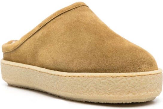 ISABEL MARANT shearling suede mules Brown