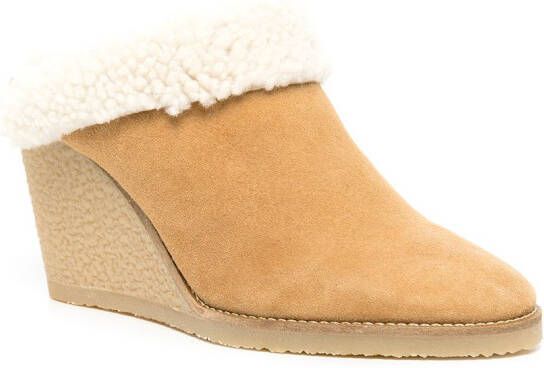 ISABEL MARANT shearling wedge mules Brown