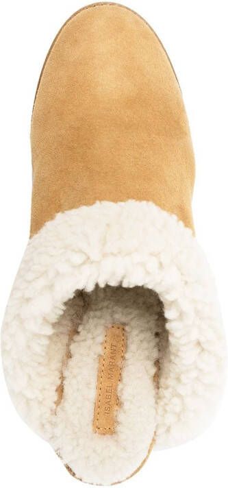 ISABEL MARANT shearling wedge mules Brown