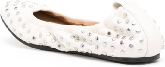 ISABEL MARANT stud-embellished leather ballerina shoes White