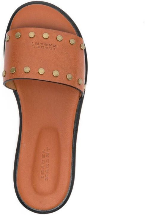 ISABEL MARANT stud-embellished leather slides Brown