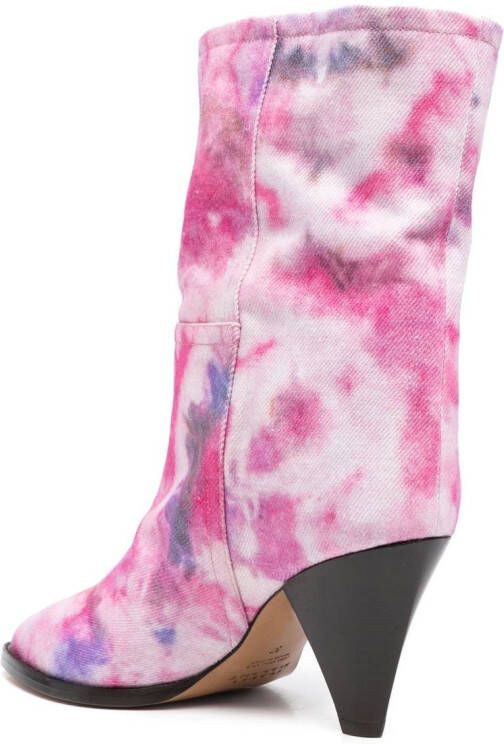 ISABEL MARANT tie-dye print denim boots Pink