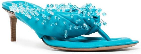 Jacquemus bead-embellished open-toe mules Blue