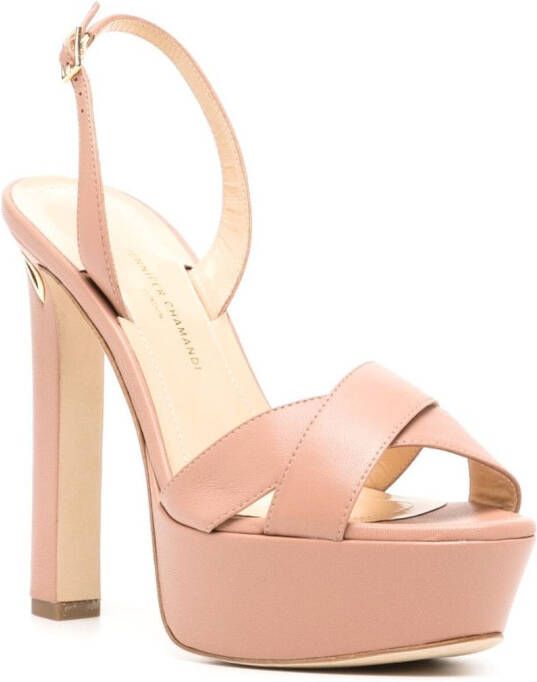 Jennifer Chamandi crossover-straps high-heel leather sandals Pink
