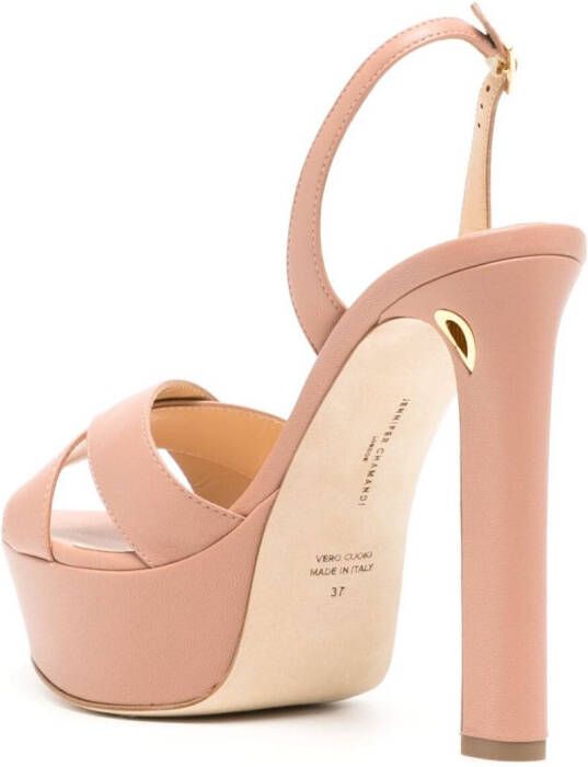 Jennifer Chamandi crossover-straps high-heel leather sandals Pink