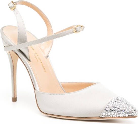 Jennifer Chamandi Vittorio 105mm crystal-toe pumps Silver