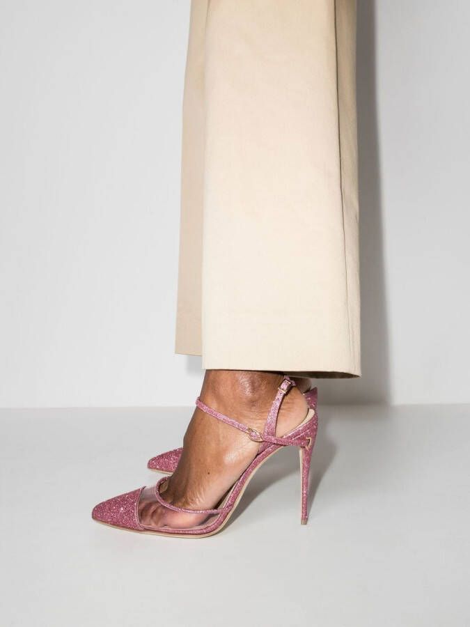 Jennifer Chamandi Vittorio 105mm glitter-embellished pumps Pink