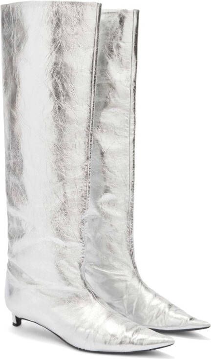 Jil Sander 30mm metallic knee boots Grey