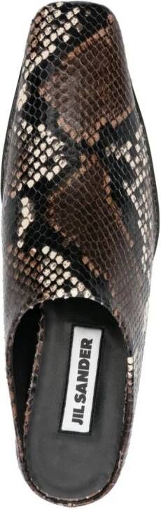 Jil Sander 40mm snakeskin-effect leather mules Brown