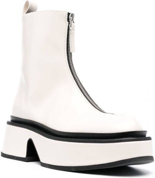 Jil Sander 60mm zip-front leather boots White