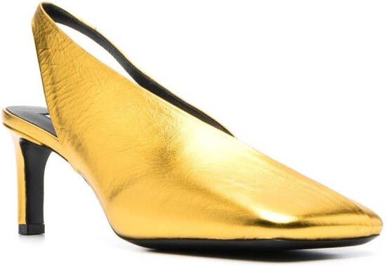 Jil Sander 70mm square-toe leather pumps Gold